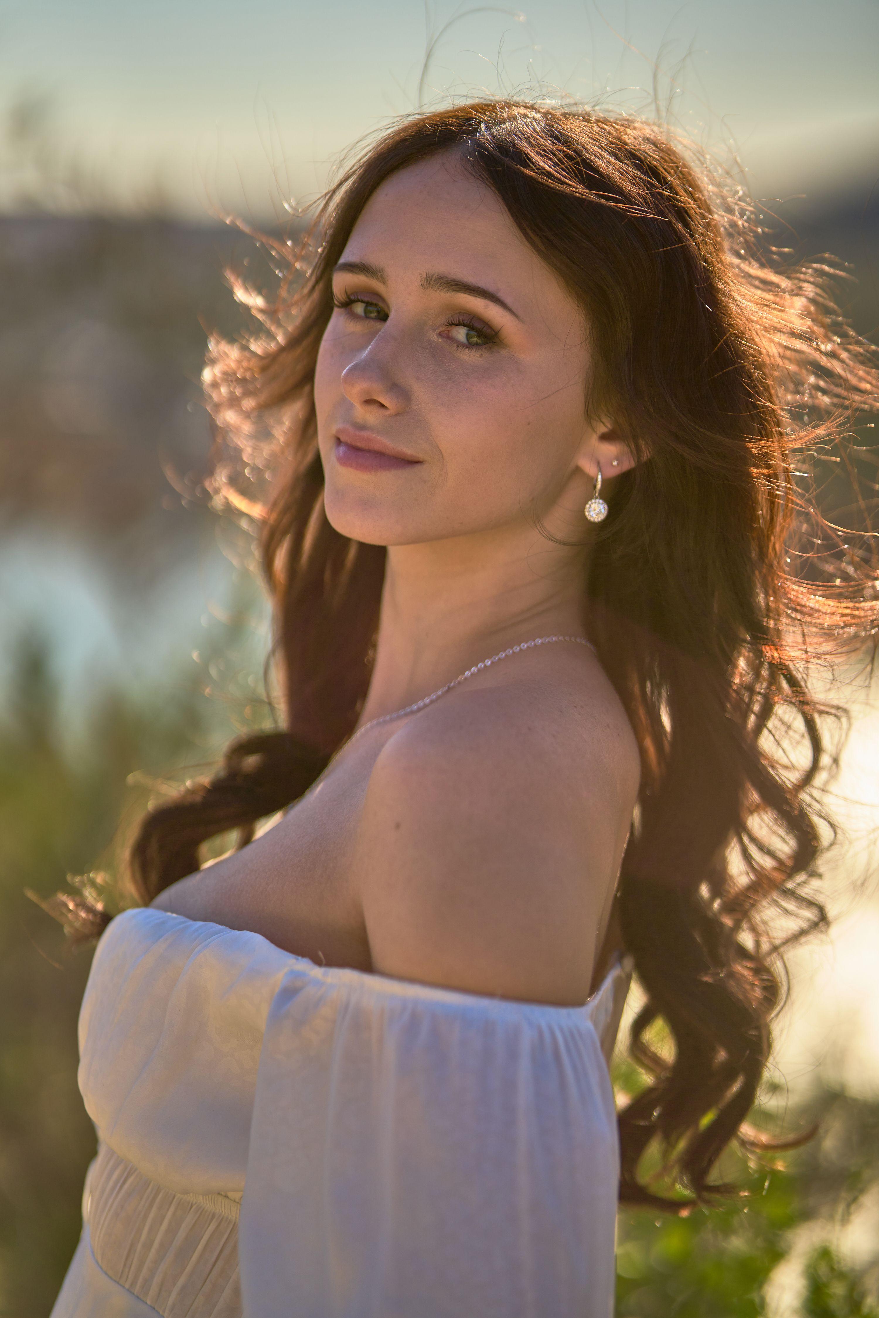 Backlit portrait of a woman at the overlook — Mount Bonnell portraits, Austin Backlit portrait of a woman at the overlook