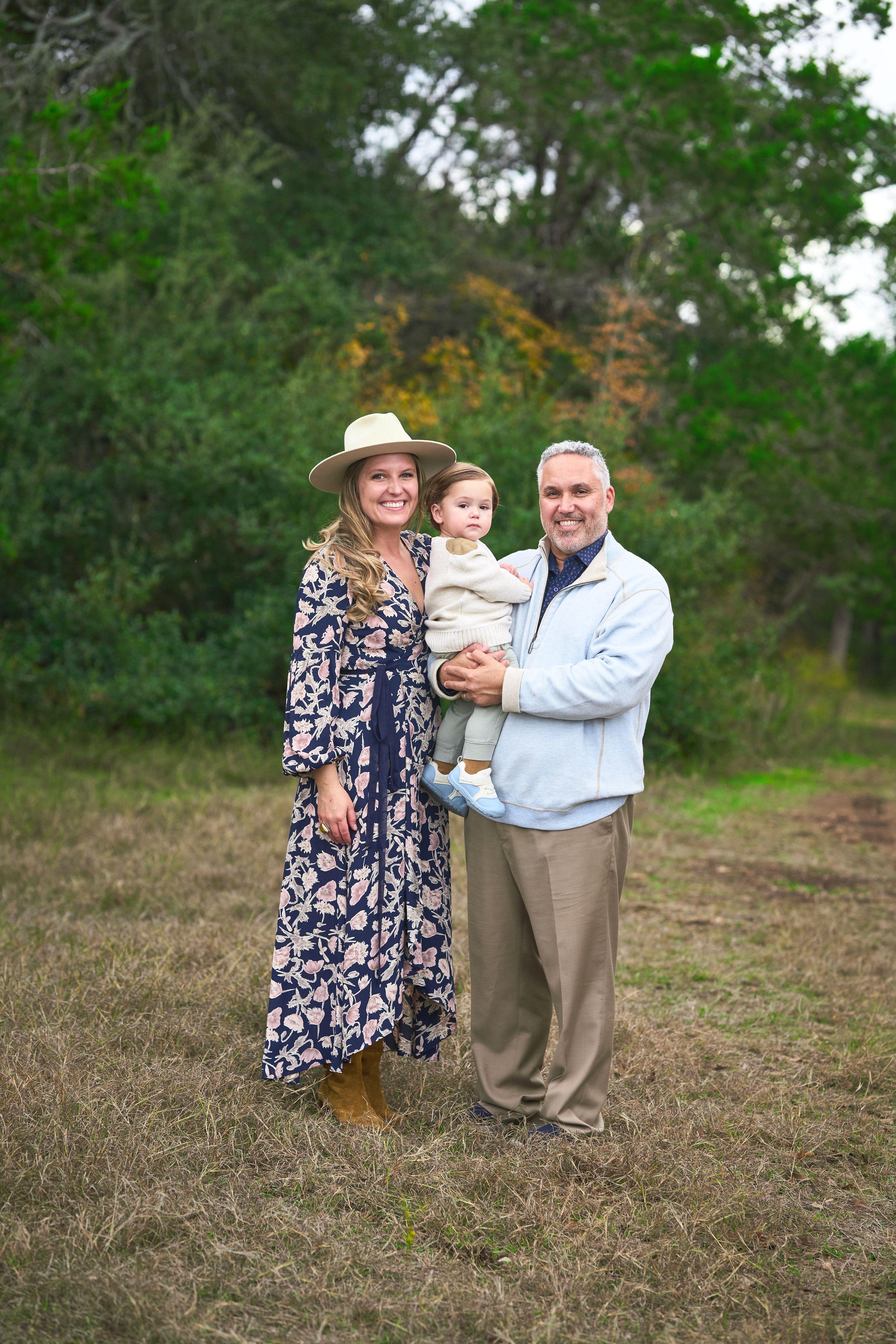 Family of four standing in front of the scrub and oaks at Circle C Ranch — Circle C Ranch photography, Austin A family of four standing in front of the scrub and oaks at Circle C Ranch