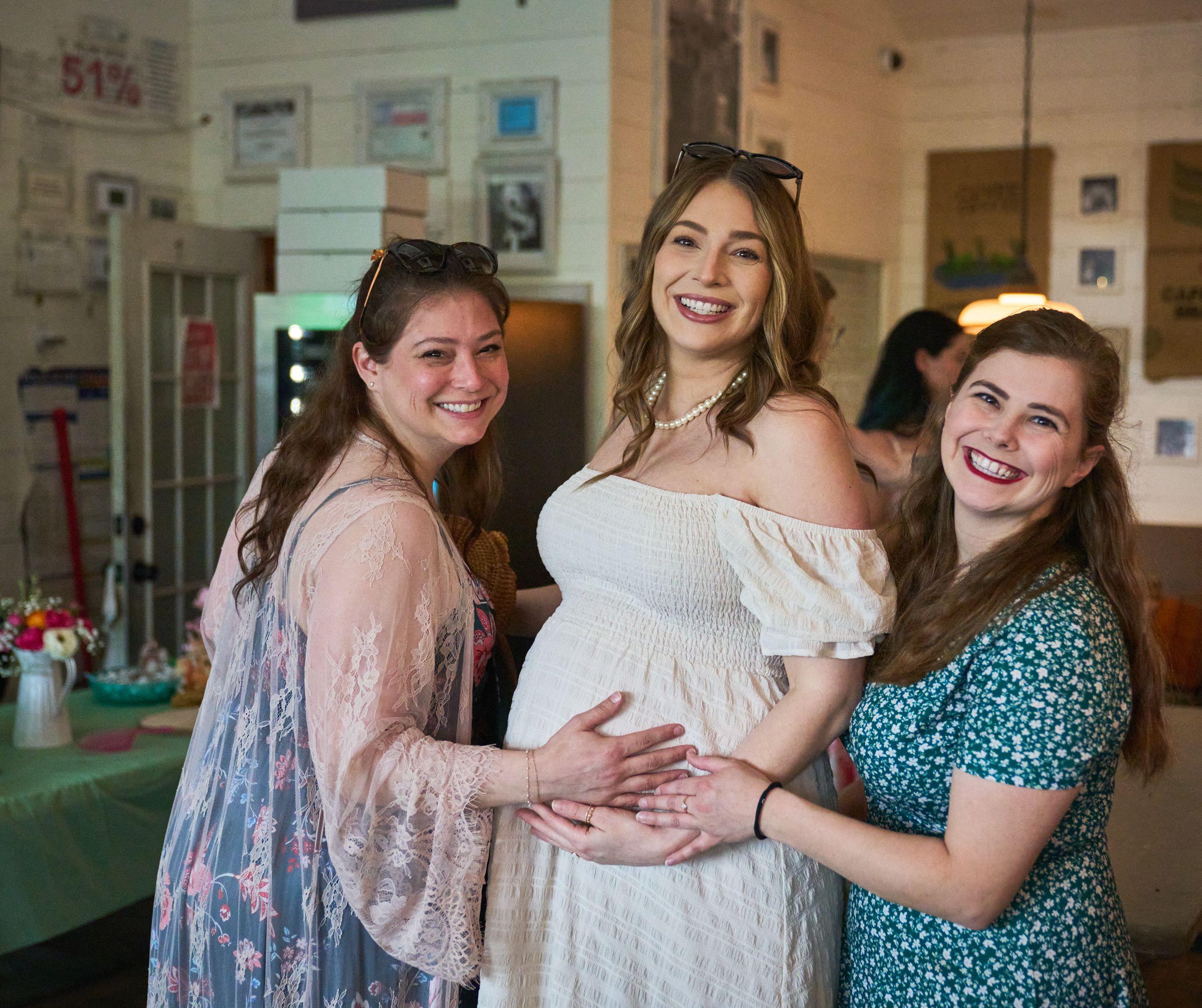 Expectant mother with friends at a baby shower — Maternity photography, Austin Expectant mother with friends at a baby shower
