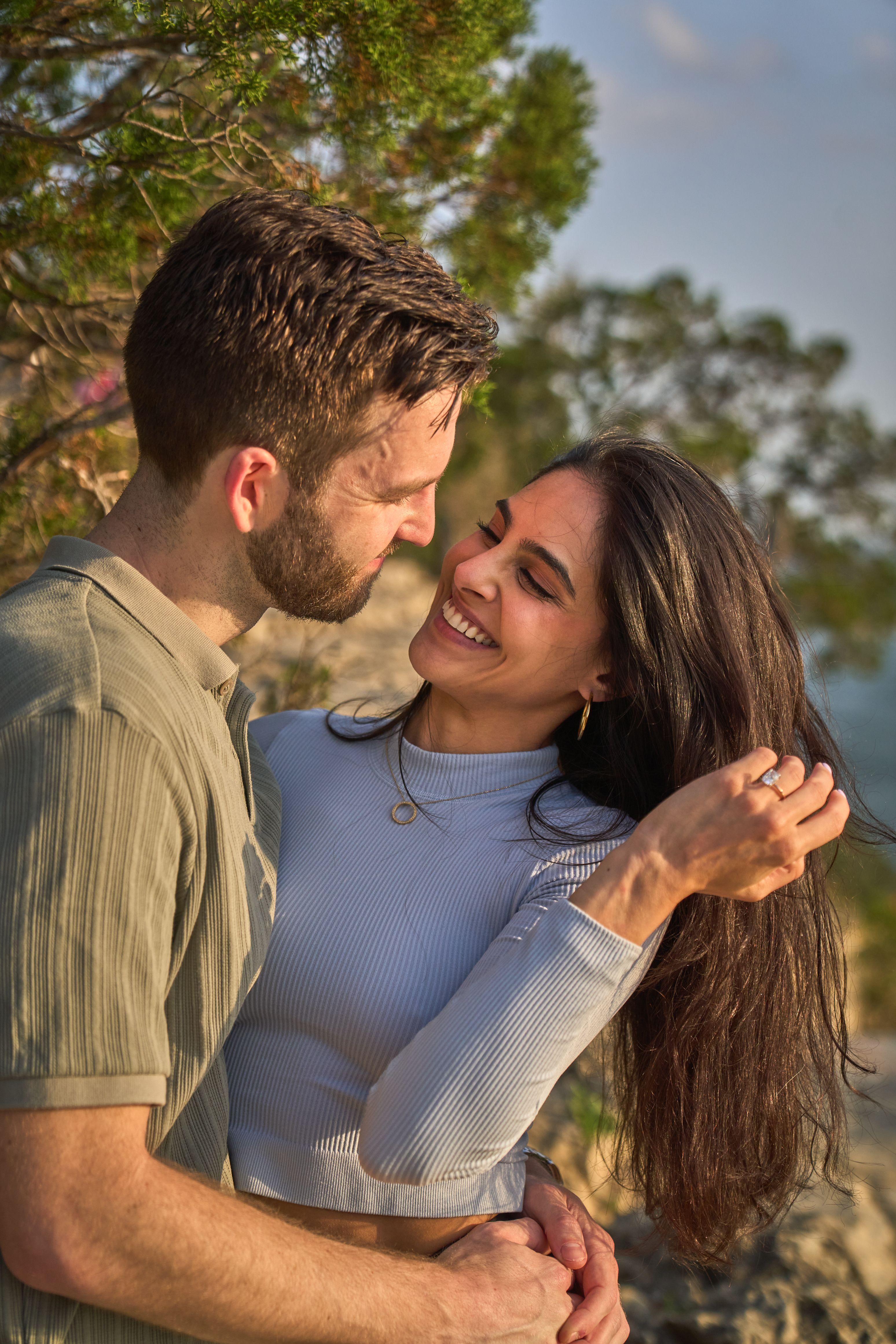 Newly engaged couple at Mount Bonnell — Mount Bonnell portraits, Austin Newly engaged couple at Mount Bonnell