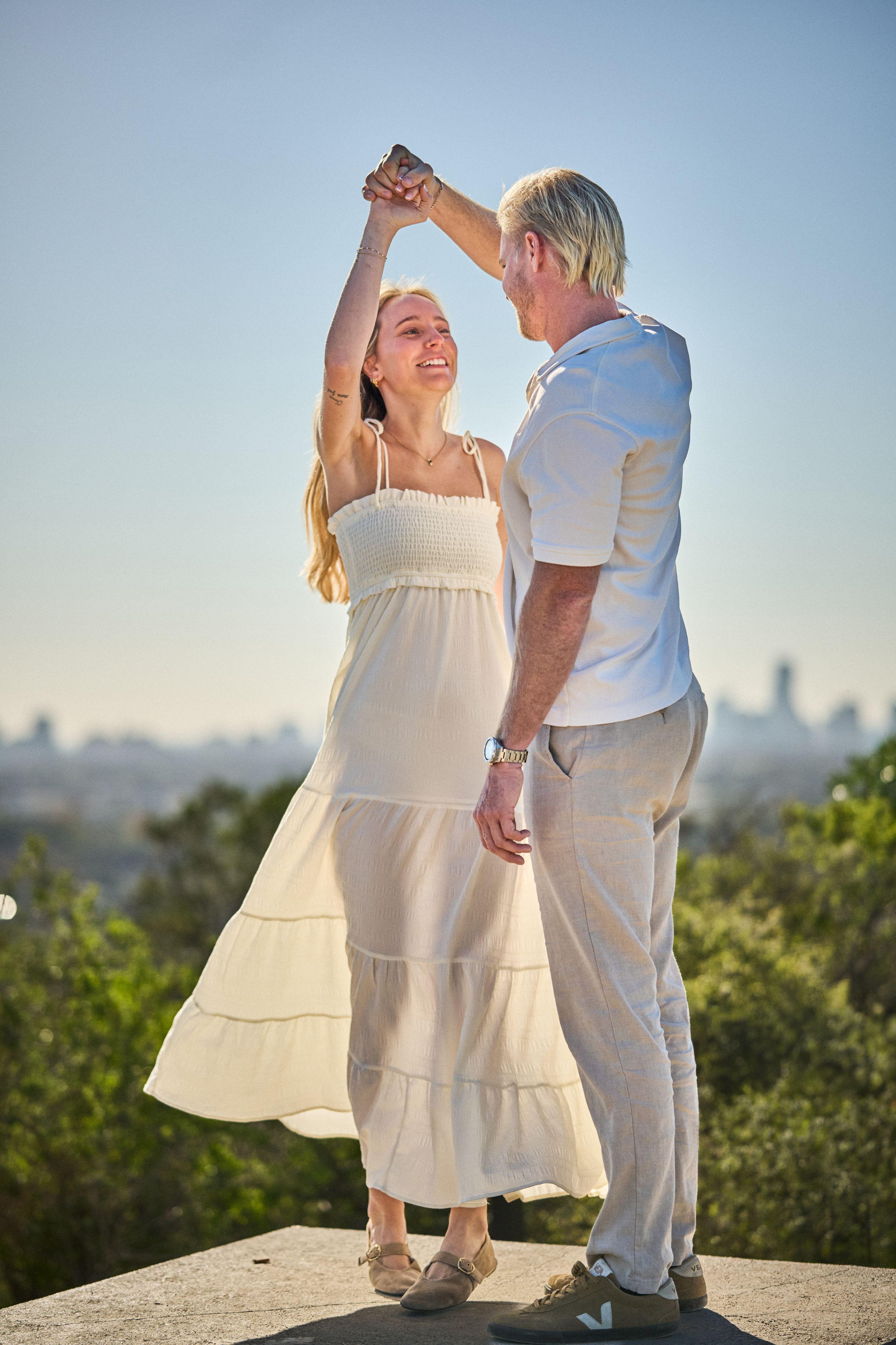 Couple dancing at the Mount Bonnell overlook — Mount Bonnell portraits, Austin Couple dancing at the Mount Bonnell overlook
